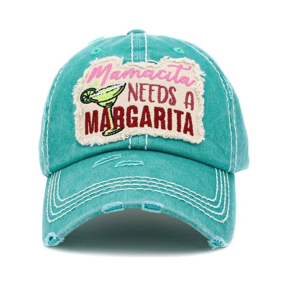 KBETHOS Accessories - Vintage Distressed "Mamacita Needs A Margarita" Embroidered Patch Baseball Cap